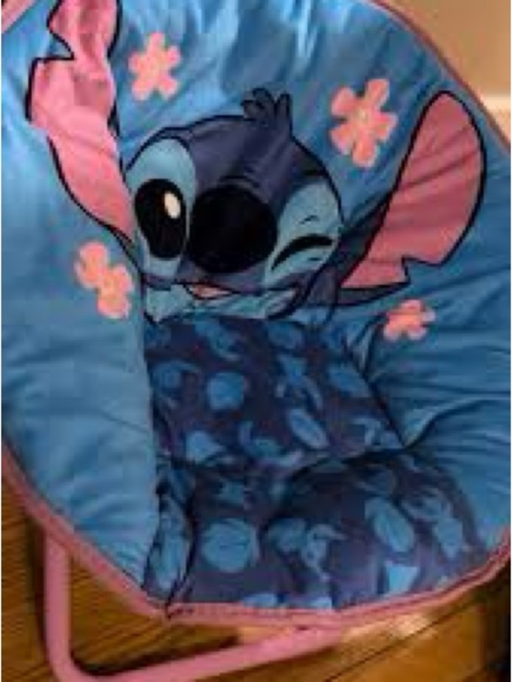 Blue and Pink Kids' Folding Character Chair featuring Stitch